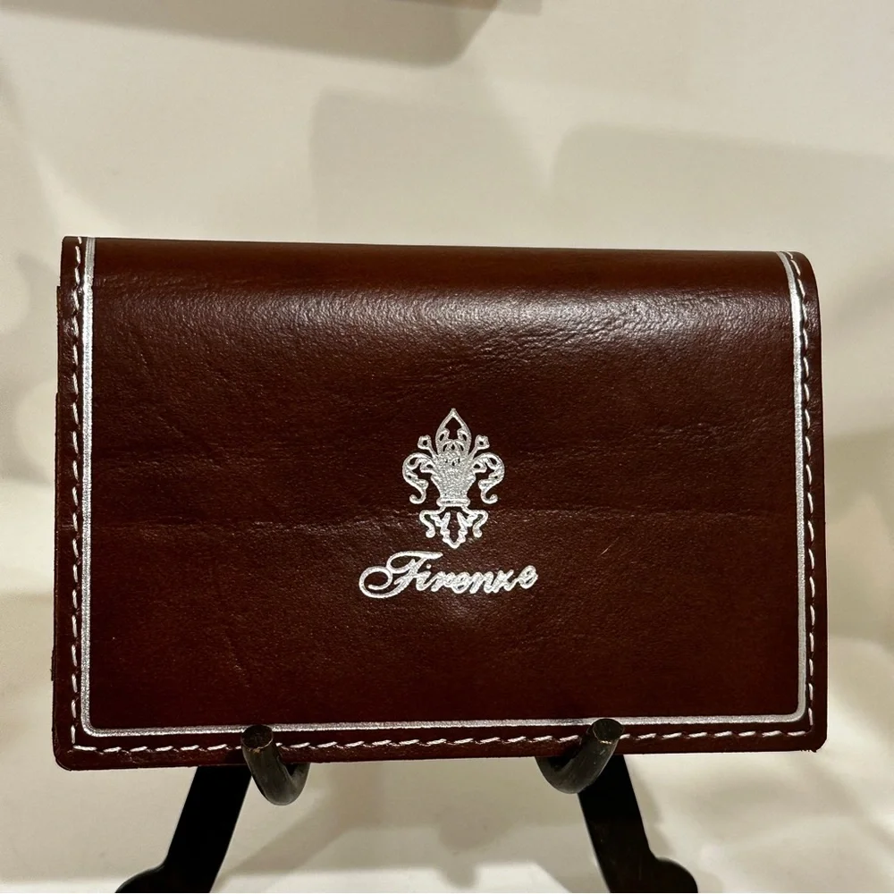 Florence Firenze Italian Leather Clutch Wallet Brown Snap Closure Florentine
